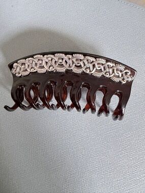 Brighton Brown Tortoiseshell Hair Claw with Silver Celtic Trim